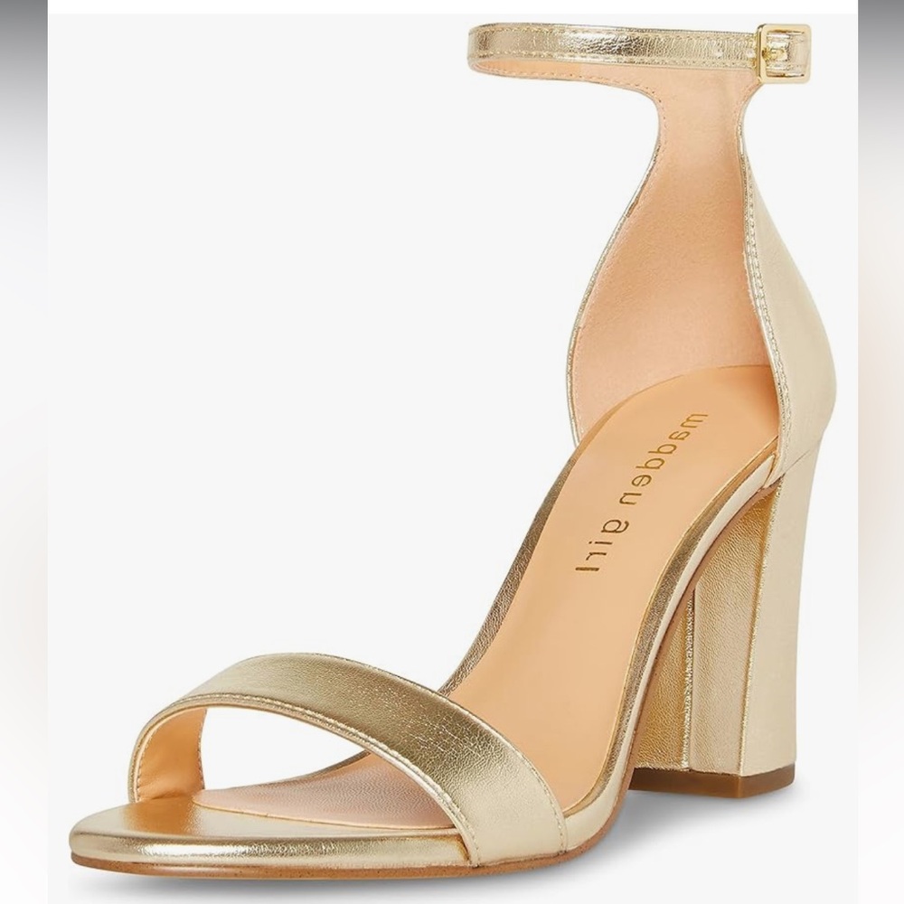 Madden girl women’s beela heeled gold sandal